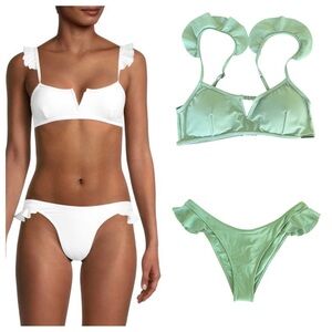 KENDALL + KYLIE Ruffle-Trim Dark Ivy Bikini Set